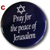 Button, "Pray for the Peace of Jerusalem," Pro-Israel, Four (4)